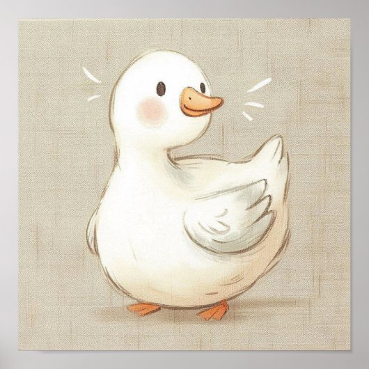 かわいい赤ちゃん動物 ハッピーダックリング ぬりえ壁画 ポスター (正面)