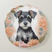 かわいい赤ちゃん動物 – ミニチュアシュナウザー ラウンドクッション (裏面)