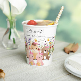 かわいい赤ちゃん動物&ワイルドフラワーベビーシャワー 紙コップ