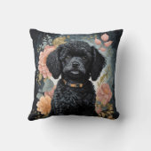 かわいい赤ちゃん動物 |可愛い黒いプードルパピー クッション (裏面)