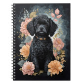 かわいい赤ちゃん動物 |可愛い黒いプードルパピー ノートブック (正面)