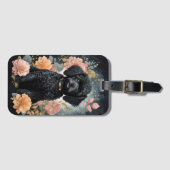 かわいい赤ちゃん動物 |可愛い黒いプードルパピー ラゲッジタグ (正面横)