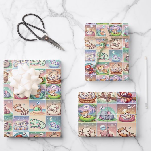 かわいい赤ちゃん動物 – 赤ちゃんシャワーラッピング紙 ラッピングペーパーシート (正面)