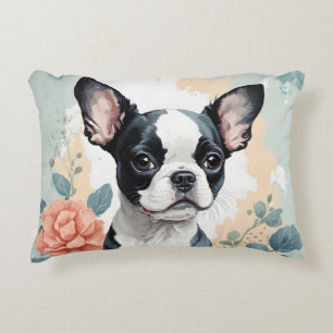 かわいい赤ちゃん動物 Boston Terrier Puppy アクセントクッション
