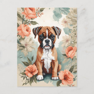 かわいい赤ちゃん動物   Boxer Puppy ポストカード