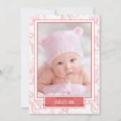 かわいい赤ちゃん女の子のタコの海の生誕発表 案内状 (正面)