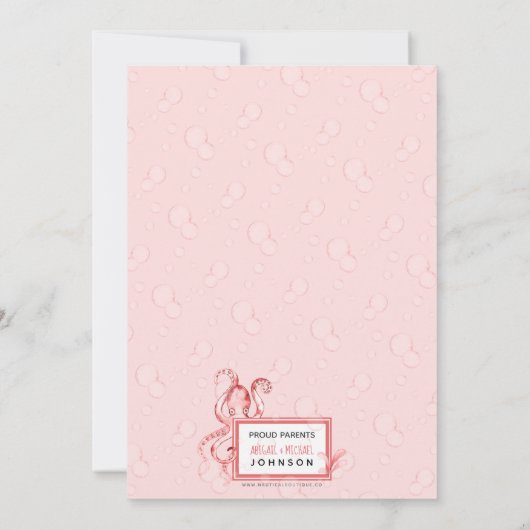 かわいい赤ちゃん女の子のタコの海の生誕発表 案内状 (裏面)