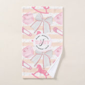 かわいい赤ちゃん女の子のパタモノグラムのーン バスタオルセット (ハンドタオル)