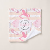 かわいい赤ちゃん女の子のパタモノグラムのーン バスタオルセット (ウォッシュタオル)