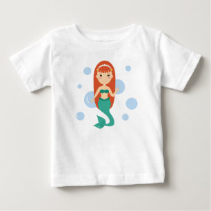 かわいい赤ちゃん女の子の人魚プリンセスのチュチュドレス ベビーTシャツ