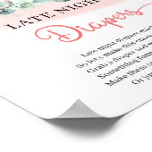 かわいい赤ちゃん女の子の象の深夜おむつサイン ポスター (角)