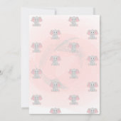 かわいい赤ちゃん女の子ゾウ、フローラ赤ちゃんシャワー 招待状 (裏面)