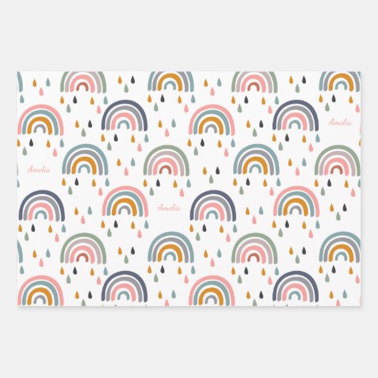 かわいい赤ちゃん女の子ピンクのパターン名ベビーシャワー ラッピングペーパーシート (正面2)