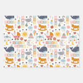 かわいい赤ちゃん女の子ピンクのパターン名ベビーシャワー ラッピングペーパーシート (正面)