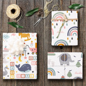 かわいい赤ちゃん女の子ピンクのパターン名ベビーシャワー ラッピングペーパーシート