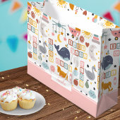 かわいい赤ちゃん女の子ピンクのパターン名ベビーシャワー ラージペーパーバッグ