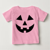 かわいい赤ちゃん女の子ピンクのパンプキンハロウィーンの衣装 ベビーTシャツ (正面)