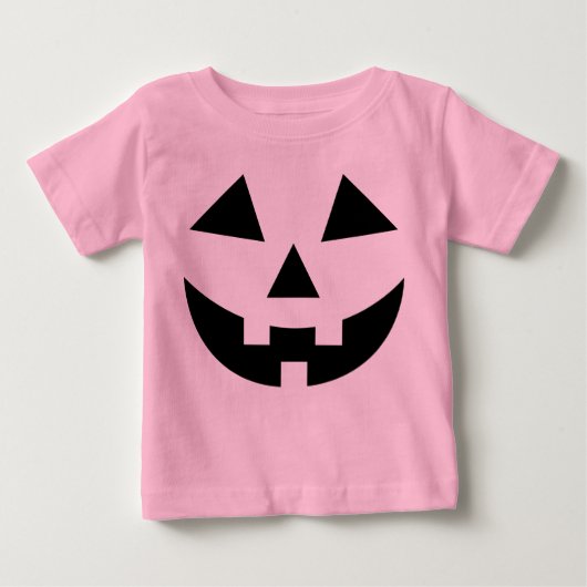 かわいい赤ちゃん女の子ピンクのパンプキンハロウィーンの衣装 ベビーTシャツ (正面)