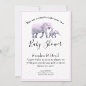 かわいい赤ちゃん女の子ピンクゾウモダンズ赤ちゃんシャワーI 招待状 (正面)