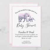 かわいい赤ちゃん女の子ピンクゾウモダンズ赤ちゃんシャワーI 招待状 (正面/裏面)