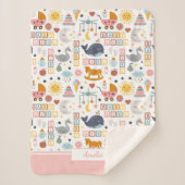 かわいい赤ちゃん女の子ピンク色の名前入り シェルパブランケット (正面)