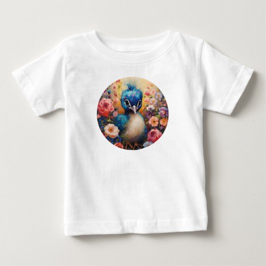 かわいい赤ちゃん孔雀 ベビーTシャツ (正面)