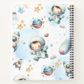 かわいい赤ちゃん宇宙飛行士のスペース柄ノート | かわいい ノートブック (裏面)