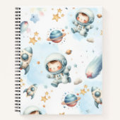 かわいい赤ちゃん宇宙飛行士のスペース柄ノート | かわいい ノートブック (正面)