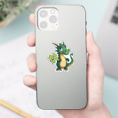 かわいい赤ちゃん幸運のドラゴンと四つ葉のクローバー シール (スマートフォン)