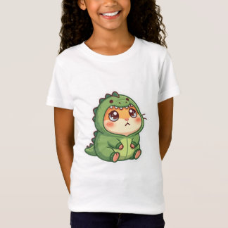 かわいい赤ちゃん恐竜のコスチュームを着たハムスターのキッズTシャツ Tシャツ