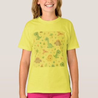 かわいい赤ちゃん恐竜のパステルシームレスパターン子供用 Tシャツ