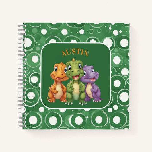 かわいい赤ちゃん恐竜のパーティー ノートブック (正面)