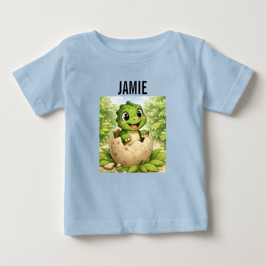 かわいい赤ちゃん恐竜の幼児服 ベビーTシャツ (正面)