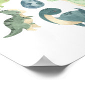 かわいい赤ちゃん恐竜の水彩画 ポスター (角)