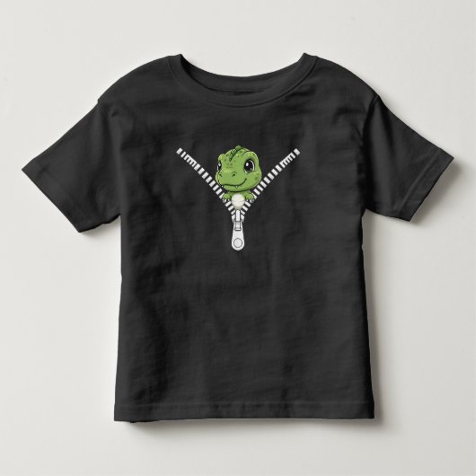 かわいい赤ちゃん恐竜の覗き トドラーTシャツ (正面)