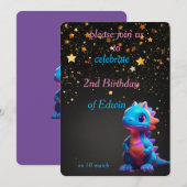 かわいい赤ちゃん恐竜の誕生日 招待状 (正面/裏面)