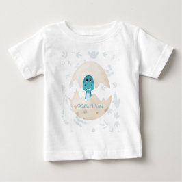 かわいい赤ちゃん恐竜の誕生 Hello World ベビーTシャツ