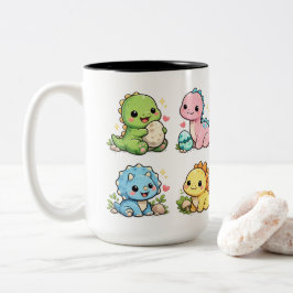 かわいい赤ちゃん恐竜マグカップ | 愛らしい恐竜 ツートーンマグカップ