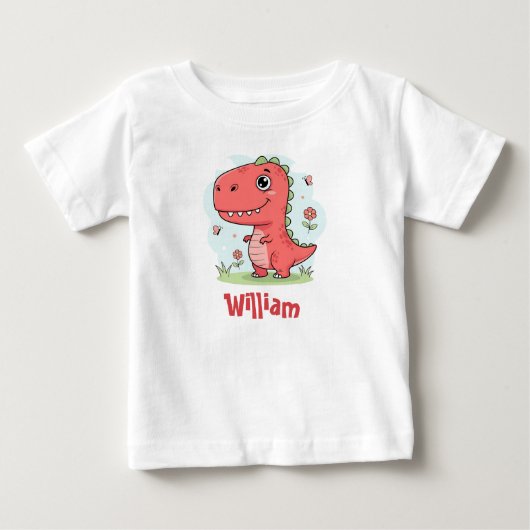 かわいい赤ちゃん恐竜 ベビーTシャツ (正面)