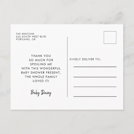 かわいい赤ちゃん感謝していシャワーあなた ポストカード (裏面)