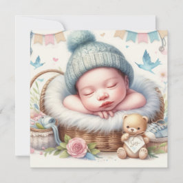 かわいい赤ちゃん新生児 招待状