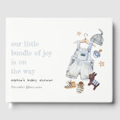 かわいい赤ちゃん服の必需品ブルーボーイベビーシャワー ゲストブック (正面)