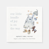 かわいい赤ちゃん服の必需品ブルーボーイベビーシャワー スタンダードカクテルナプキン (正面)