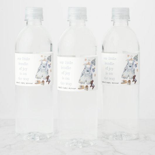 かわいい赤ちゃん服の必需品ブルーボーイベビーシャワー ペットボトルラベル (ボトル)