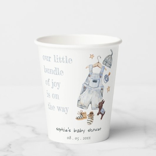 かわいい赤ちゃん服の必需品ブルーボーイベビーシャワー 紙コップ (裏面)