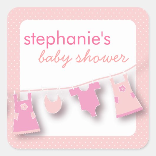 かわいい赤ちゃん服をオンラインで少女ベビーシャワー スクエアシール (正面)