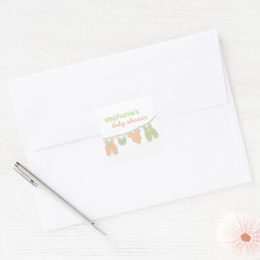 かわいい赤ちゃん服オンザラインニュートラルベビーシャワー スクエアシール (封筒)