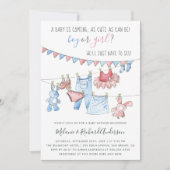 かわいい赤ちゃん服ジェンダーがパーティー赤ちゃんシャワーを明かす 招待状 (正面)