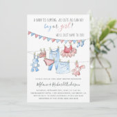 かわいい赤ちゃん服ジェンダーがパーティー赤ちゃんシャワーを明かす 招待状 (スタンド正面)