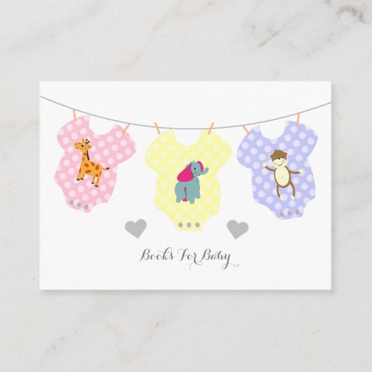 かわいい赤ちゃん服動物の本ベビー エンクロージャーカード (裏面)